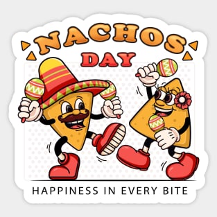 Nachos day. A pair of dancing nachos holding macaras Sticker